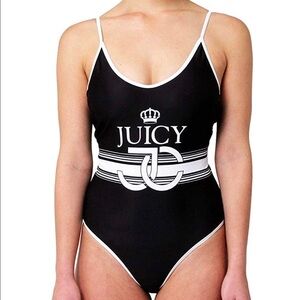 Juicy Couture Black White Logo One Piece Swimsuit Size Small NWT